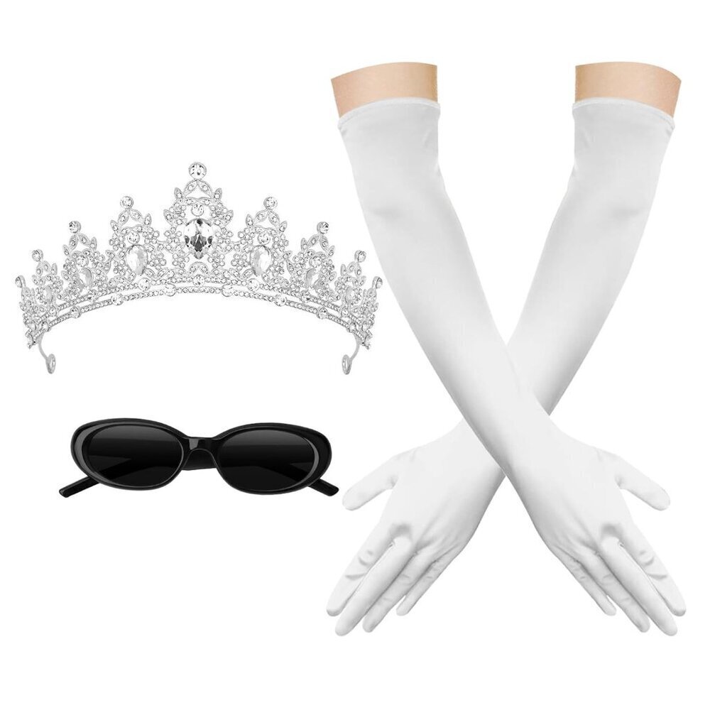 Princess Costume Accessories Set Crown Gloves Sunglasses Party Cosplay